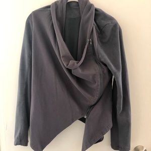 Drape Front Faux Suede Jacket
